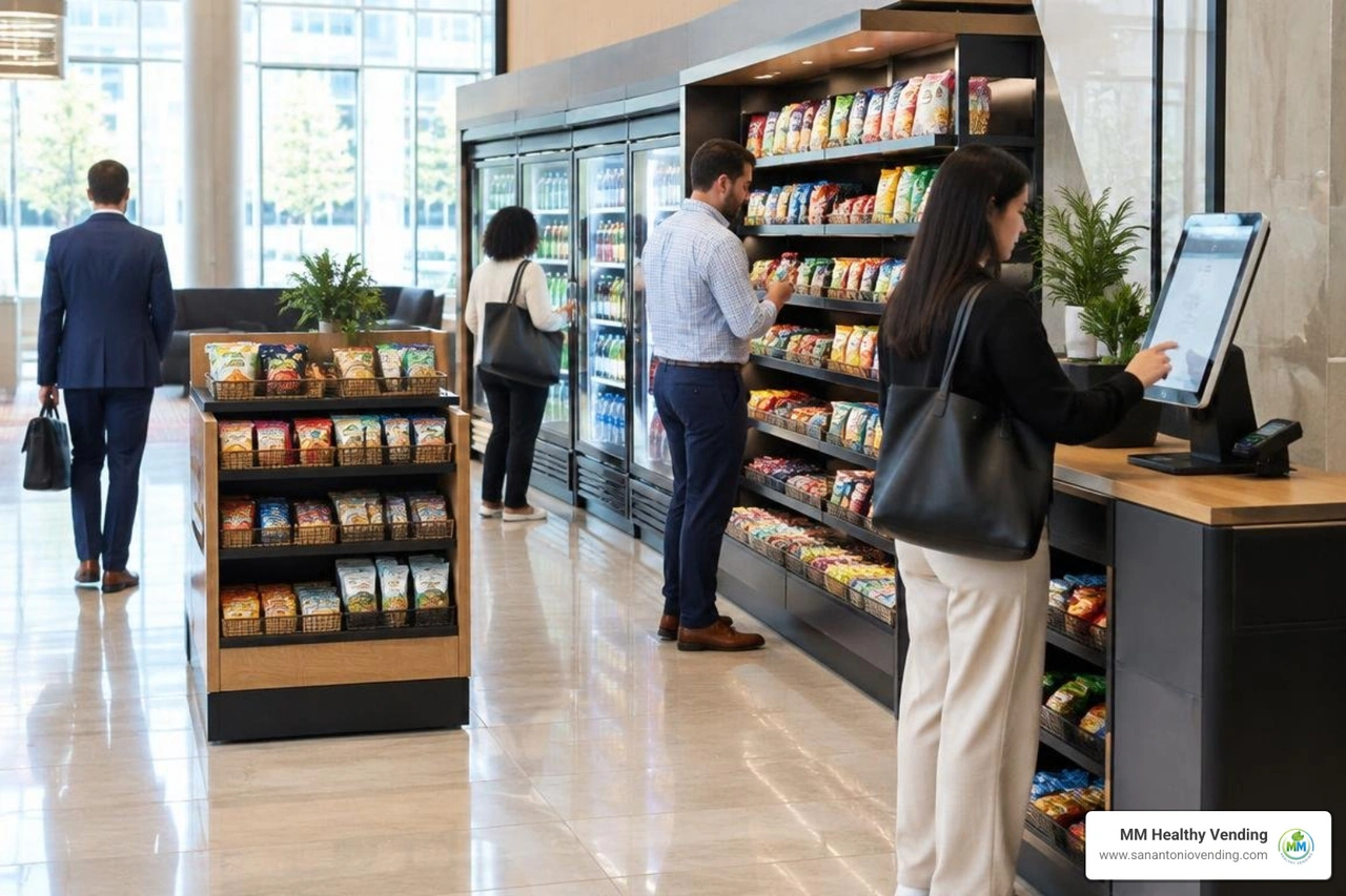 commercial micro market and snack kiosk in high-traffic office