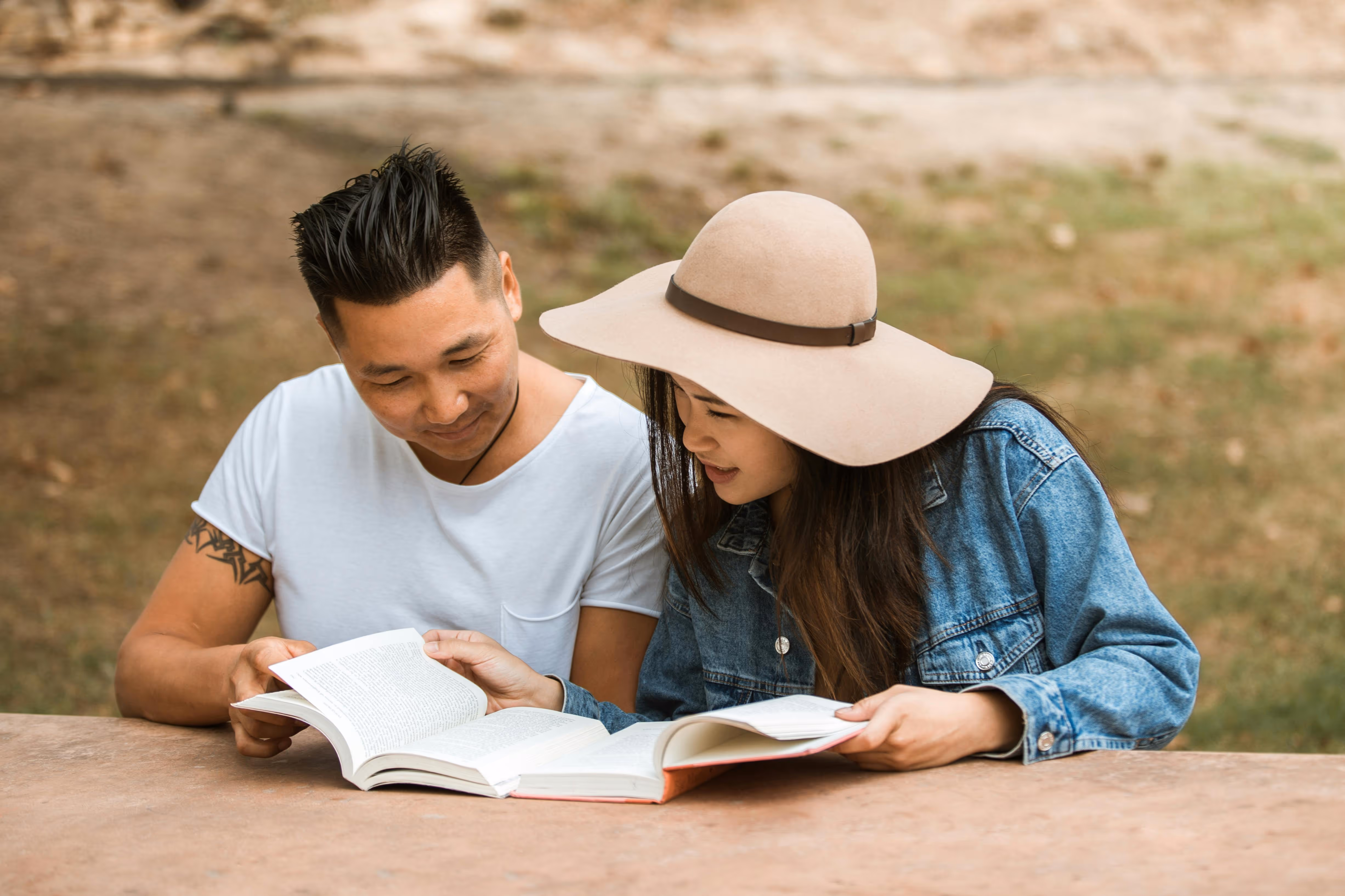 Friends reading stock image