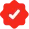 Rotes quadratisches Symbol mit weißem Häkchen in der Mitte