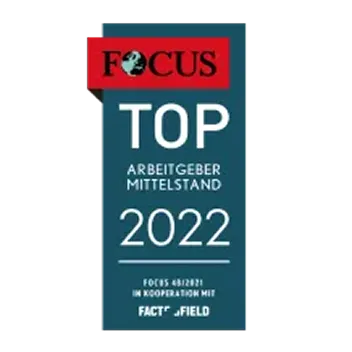 Focus Top Arbeitgeber Mittelstand 2022 Auszeichnung in Kooperation mit Fact Field.