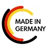 Logo with concentric black, red, and yellow arcs and the text 'Made in Germany' inside.