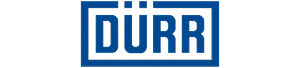 Dürr company logo in blue capital letters inside a rectangular border.
