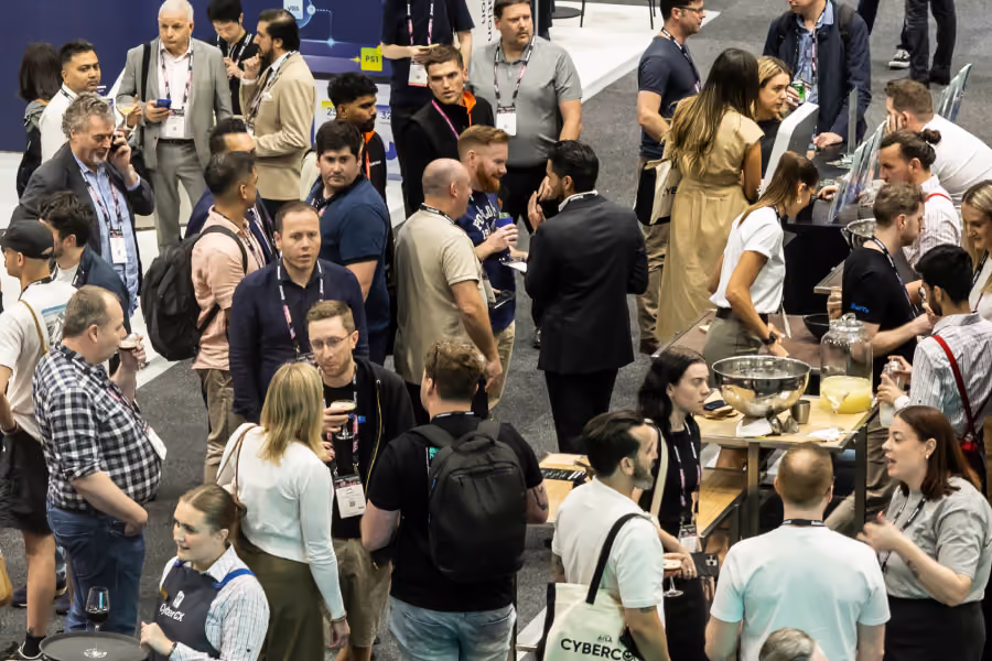Delegates networking over drinks at the CyberCon welcome reception