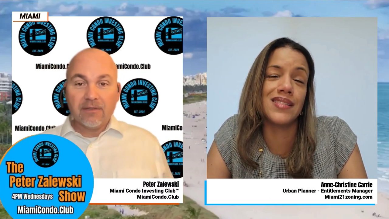 Split-screen view of Peter Zalewski and Anne-Christine Carrie with show branding.