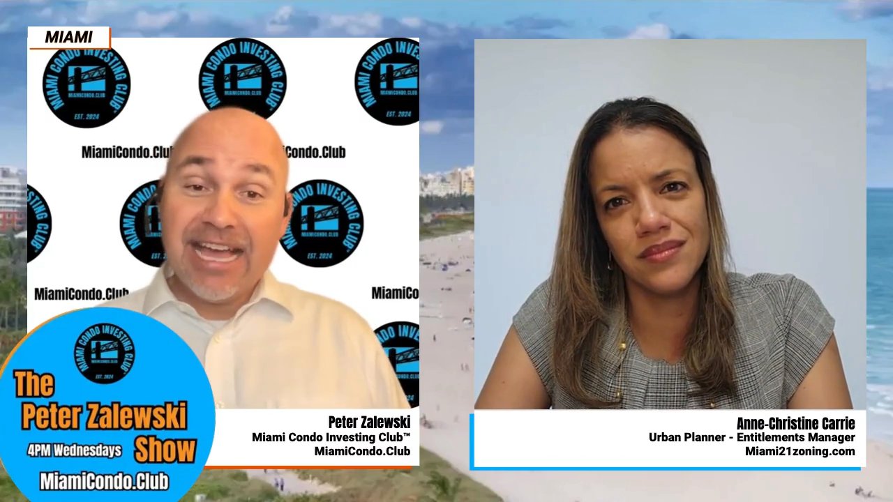 Split-screen view of Peter Zalewski and Anne-Christine Carrie with show branding.