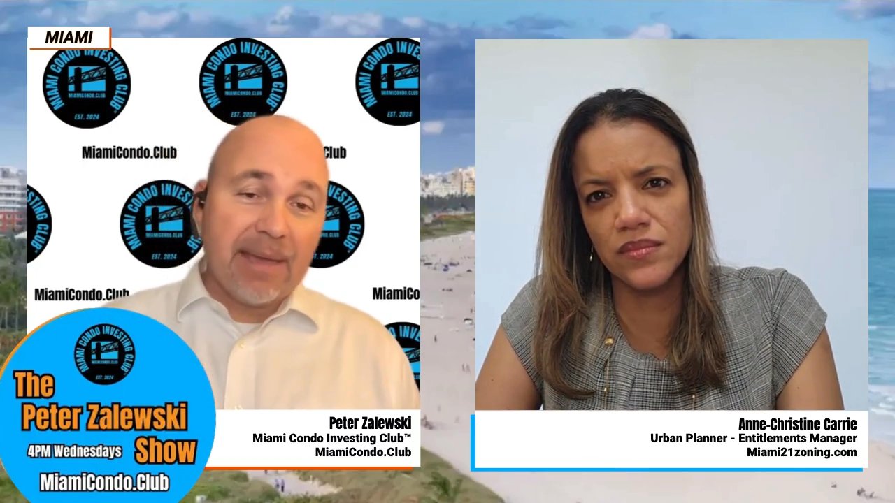 Split-screen view of Peter Zalewski and Anne-Christine Carrie with show branding.