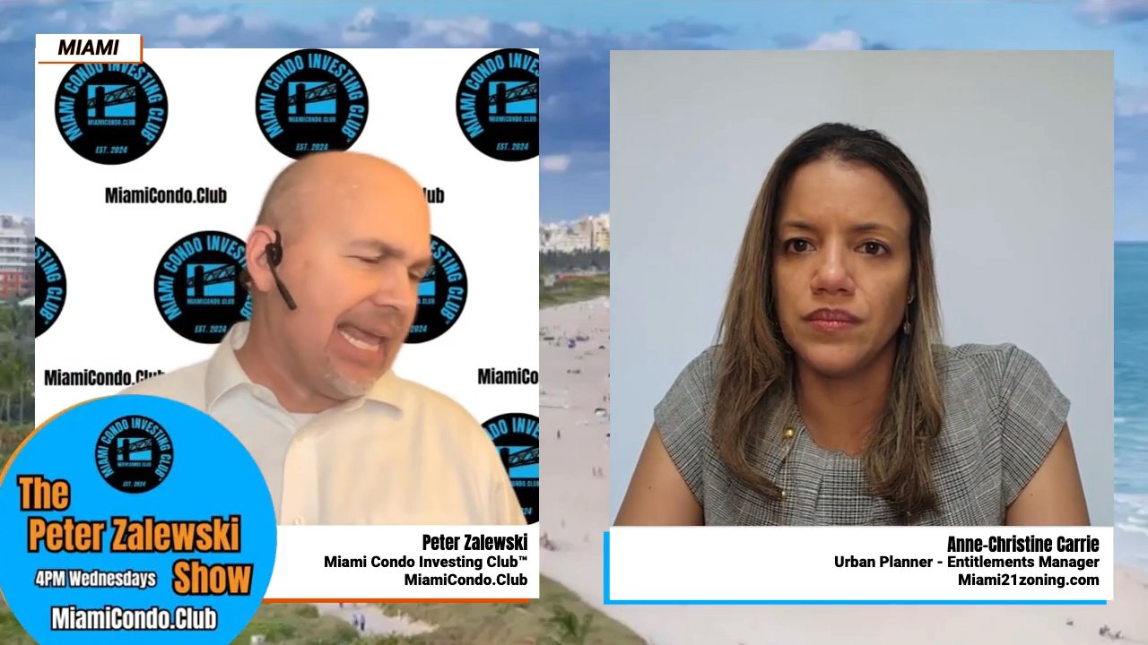 Split-screen view of Peter Zalewski and Anne-Christine Carrie with show branding.