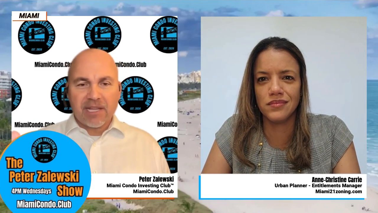 Split-screen view of Peter Zalewski and Anne-Christine Carrie with show branding.