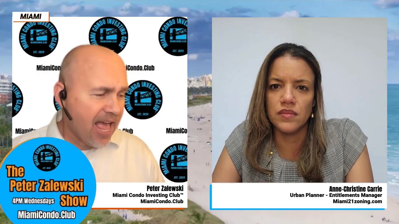 Split-screen view of Peter Zalewski and Anne-Christine Carrie with show branding.