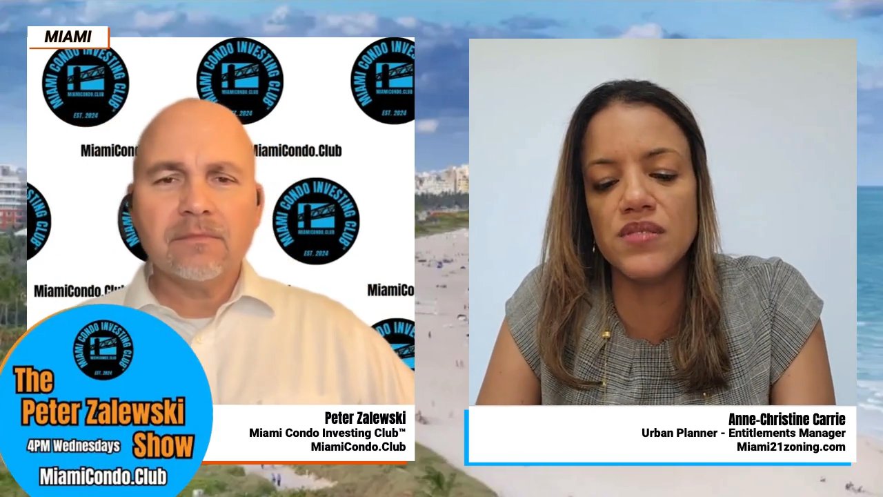 Split-screen view of Peter Zalewski and Anne-Christine Carrie with show branding.