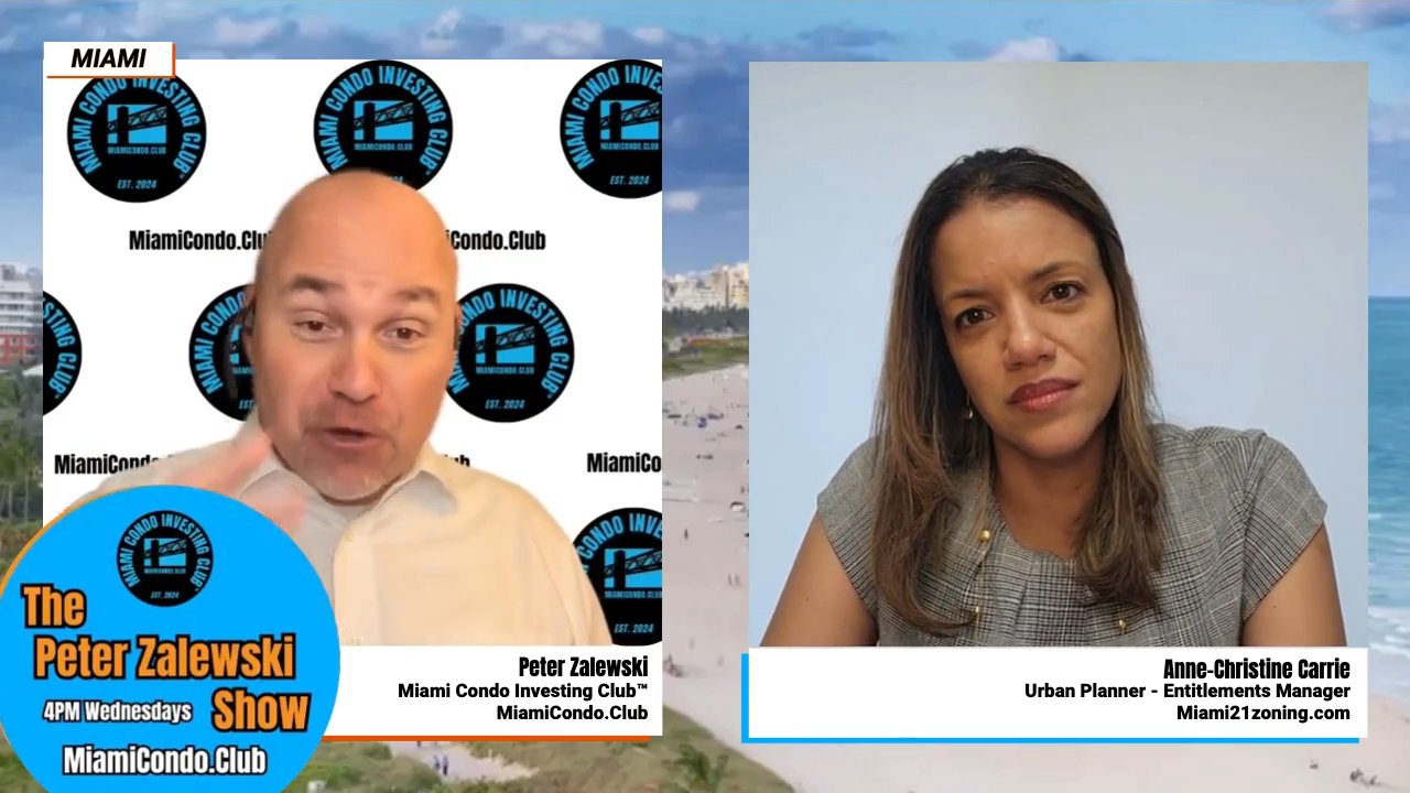 Split-screen view of Peter Zalewski and Anne-Christine Carrie with show branding.