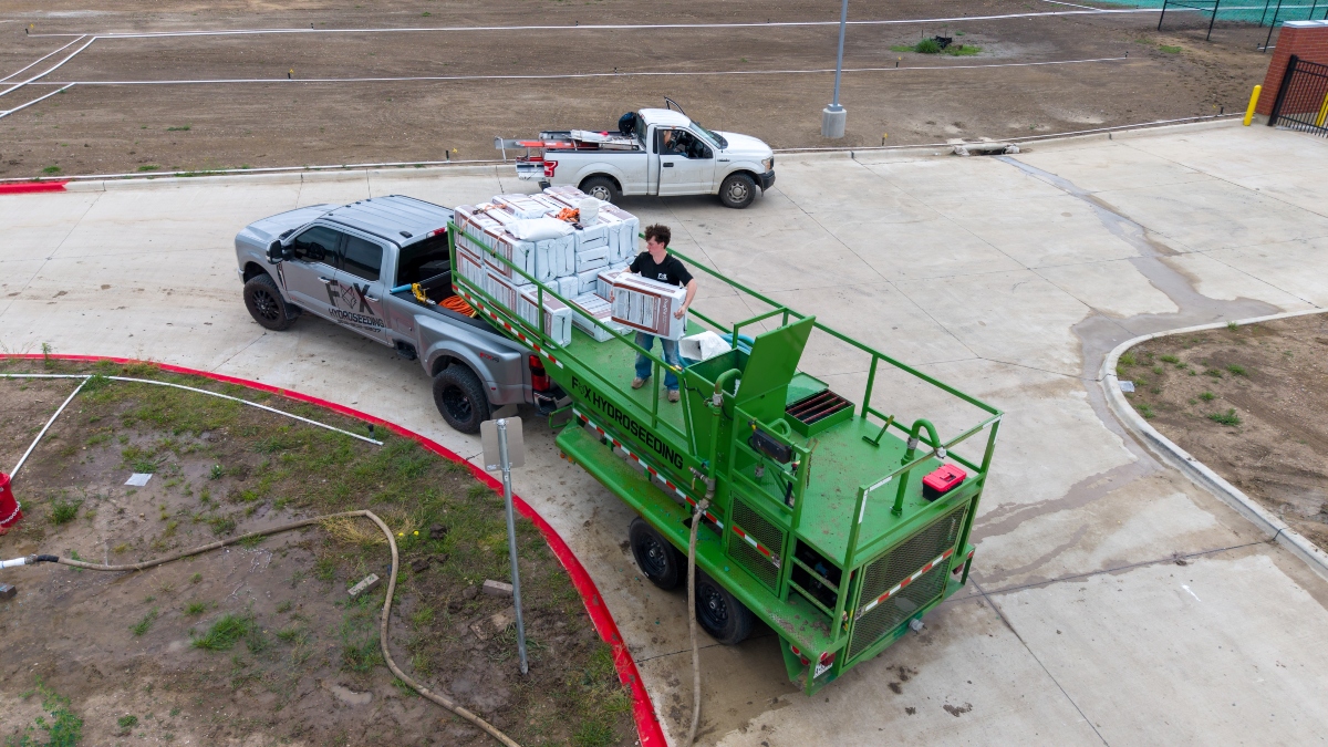 Residential hydroseeding project in North Texas