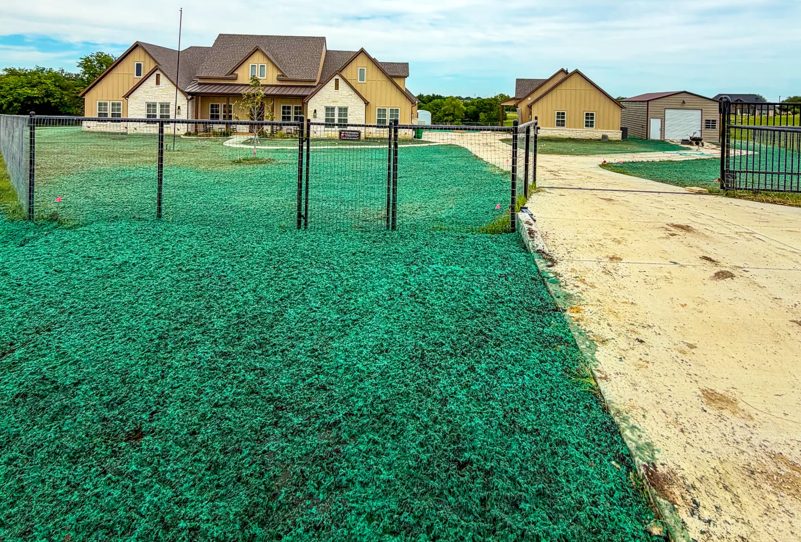 Hydroseeding project for new home development in North Texas