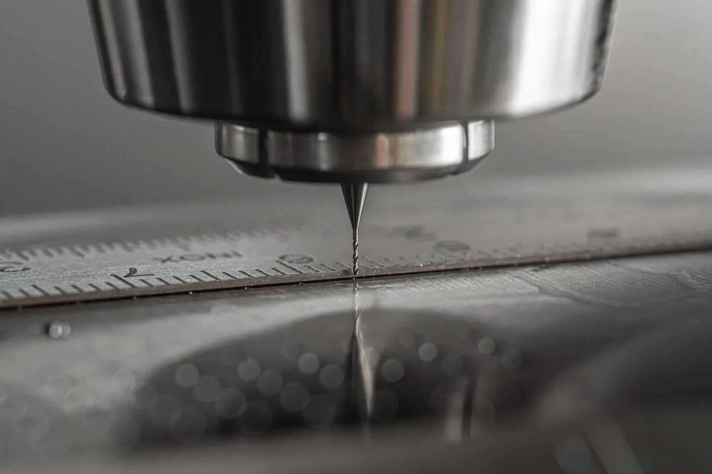 CNC milling spindle cutting a metal workpiece