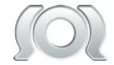 Stylized silver omega symbol with a circular cutout in the center.