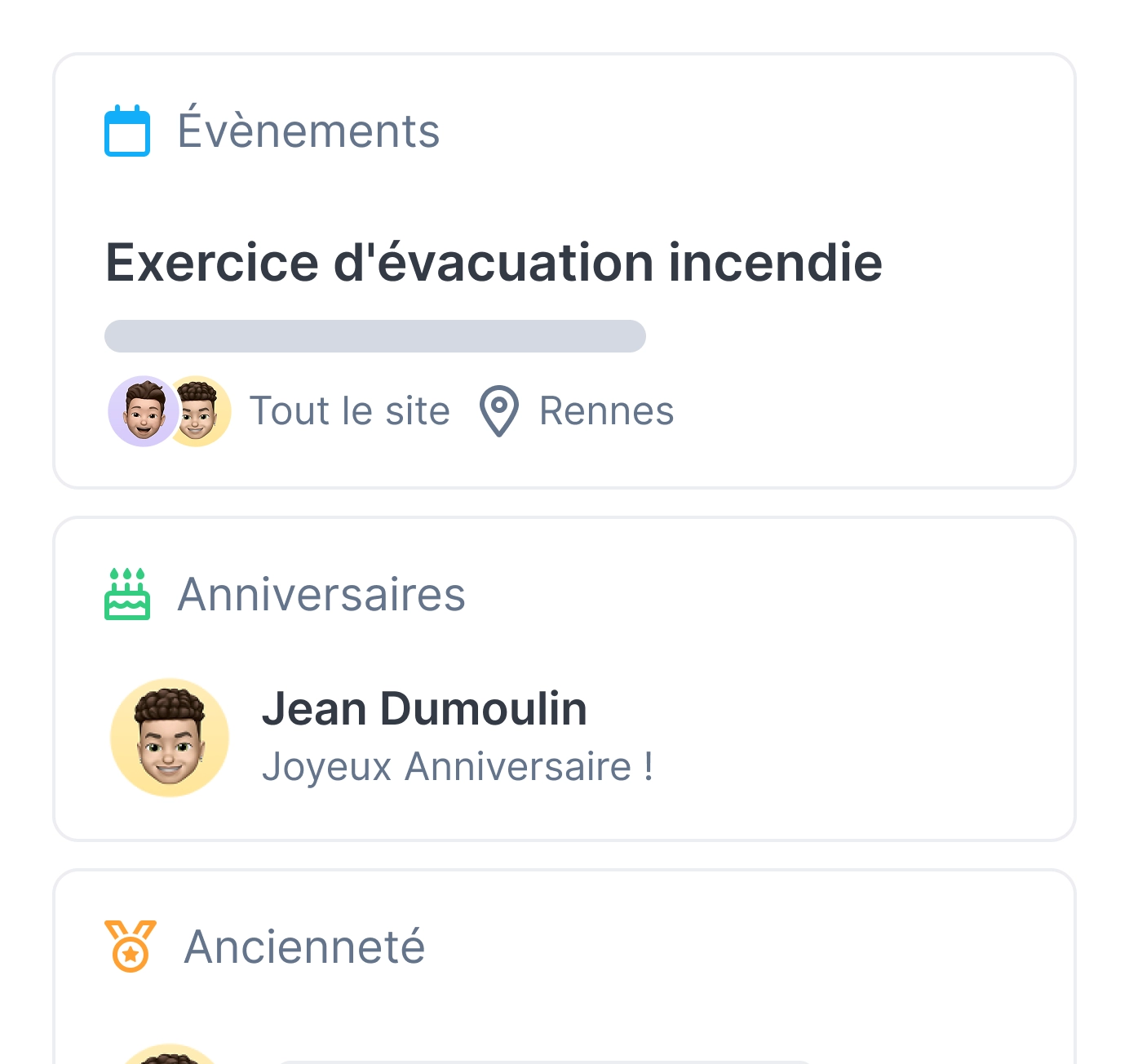 Aperçu de l'interface Steeple : communauté Mon site avec les informations locales