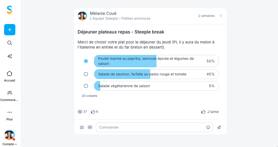 Lancez un sondage directement dans une conversation