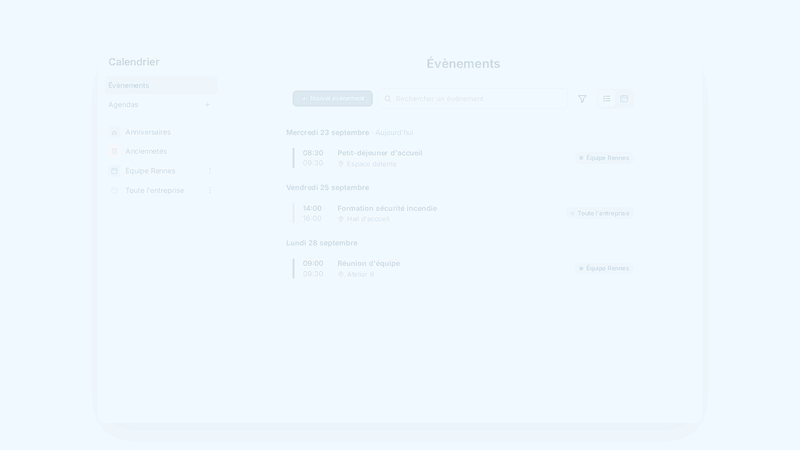L'application «Events» devient *«Calendrier»*