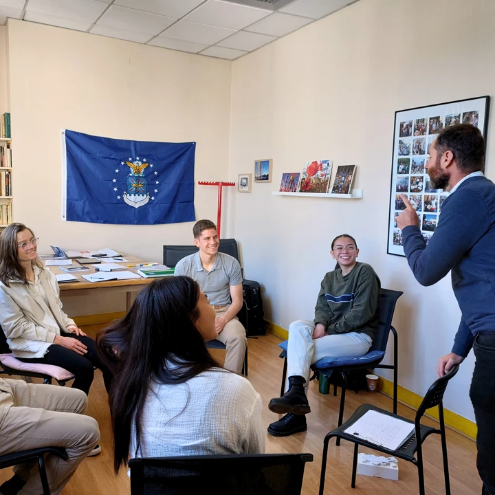 A group of four students studying at CLÉ.