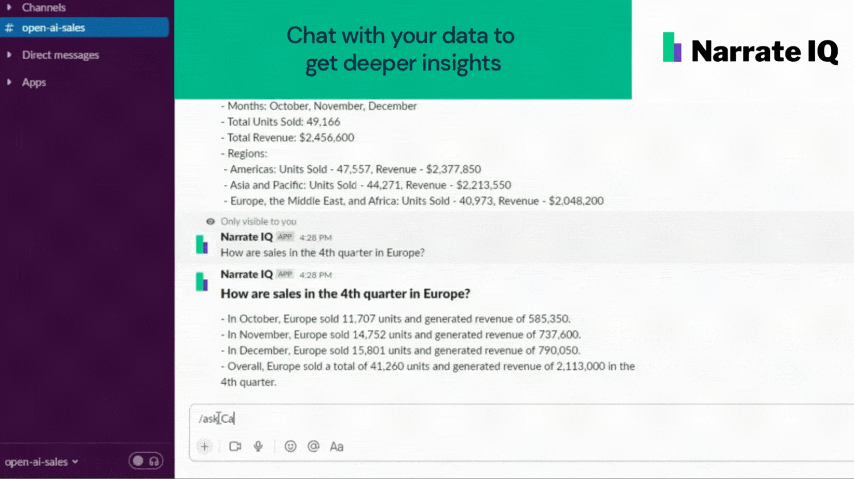 Narrate IQ: Delivering AI-Fueled Data Insights through Slack