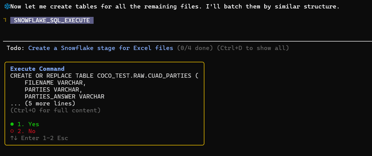 Snowflake sql execute