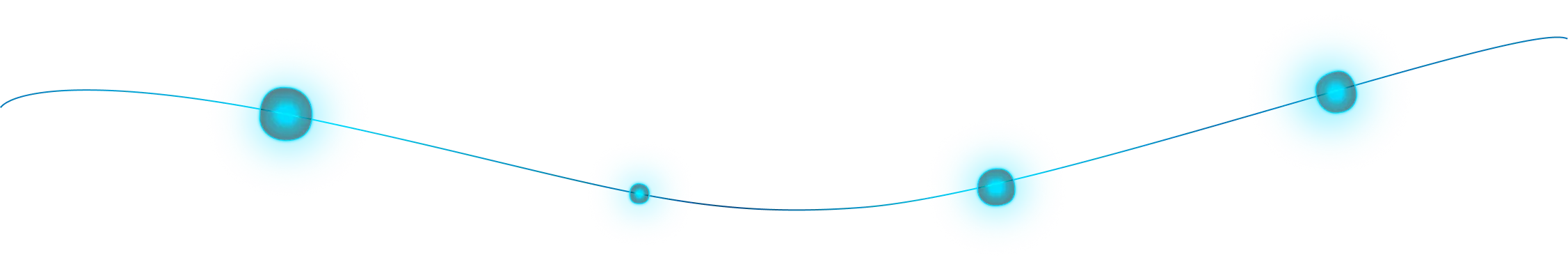 A line curve with growing light blue dots