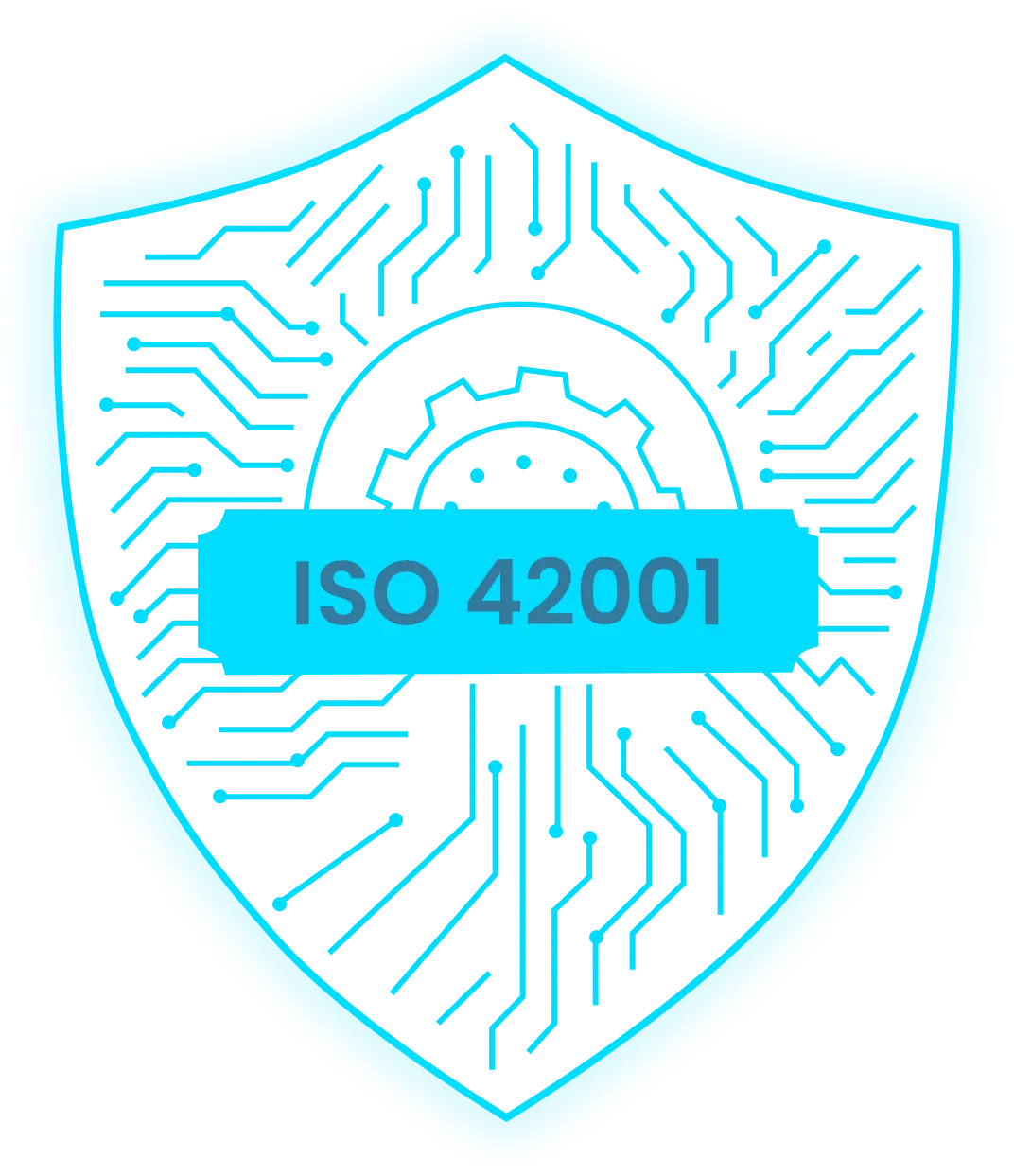 a shield with lable ISO 42001