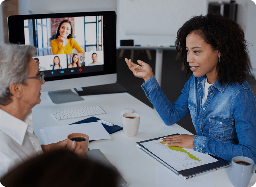 Professional on a video conference call