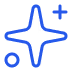 Blue sparkle icon with a star shape, a small plus sign, and a circle.