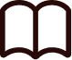 Simple black outline icon of an open book with two pages.