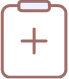 Icon of a clipboard with a plus sign in the center.