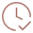 Brown clock icon showing 10:10 time on a transparent background.