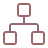 Simple brown organizational chart icon with one box connected to two boxes below it.