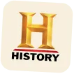 History Channel logo with a large gold letter H and the word HISTORY below it.