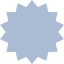 Light blue eight-pointed starburst shape with rounded edges on a white background.
