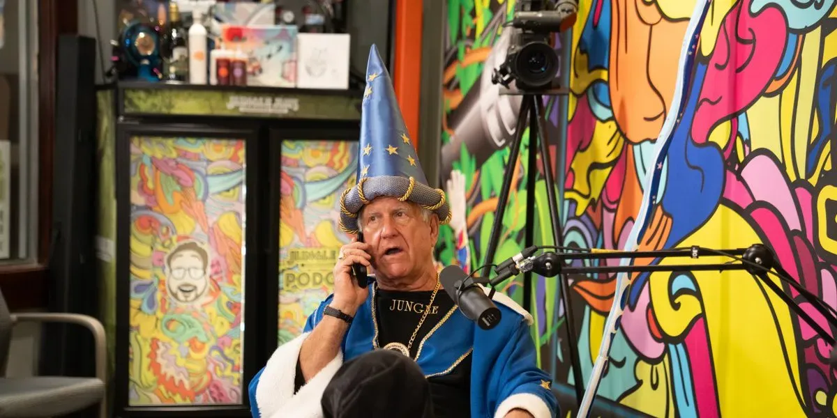 Jungle Jim’s podcast host recording in the WJJI studio