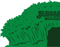 Green jungle leaves with the text 'Jungle International' partially shown.