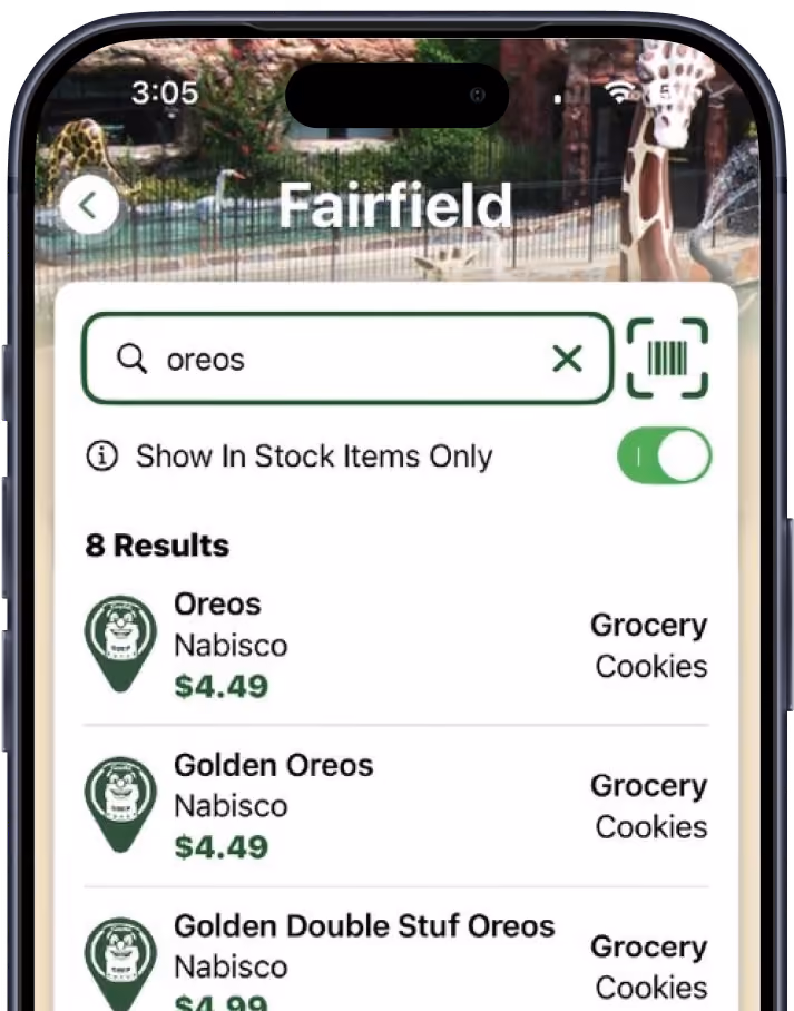 Jungle Jim's app screen