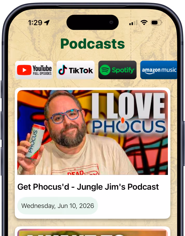 Jungle Jim's app screen