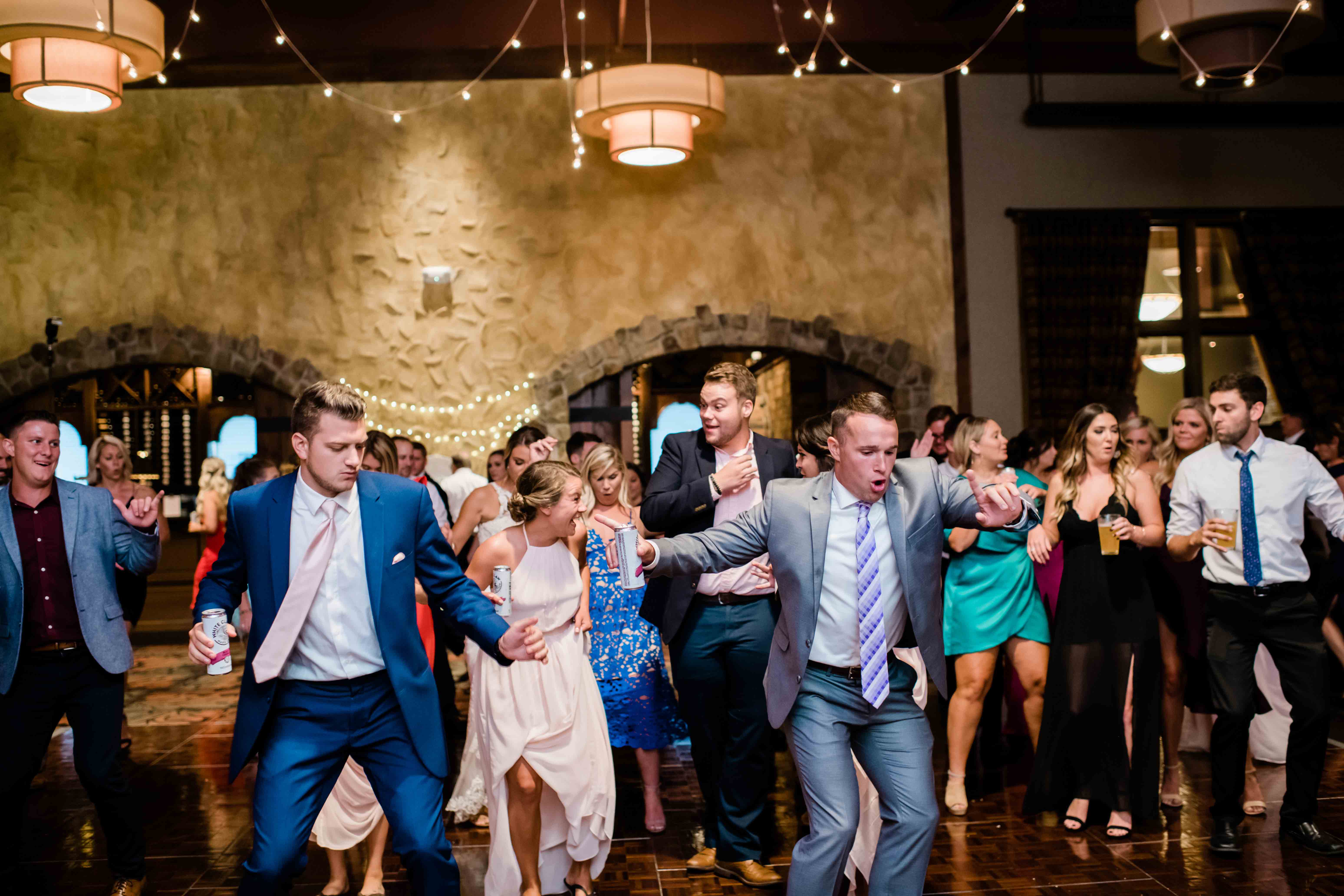 Guests dancing at a wedding reception