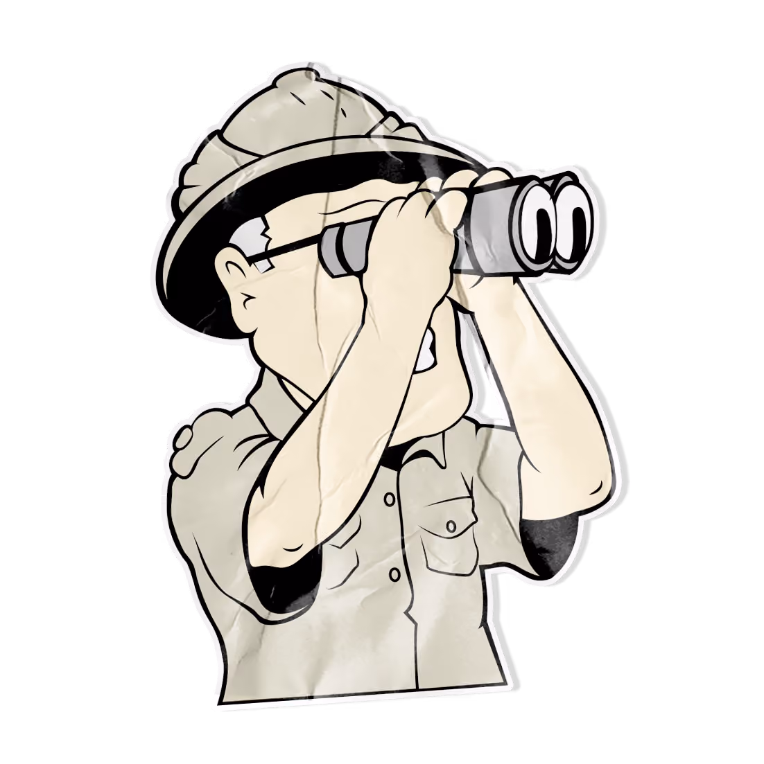 Jungle Jim with binoculars sticker