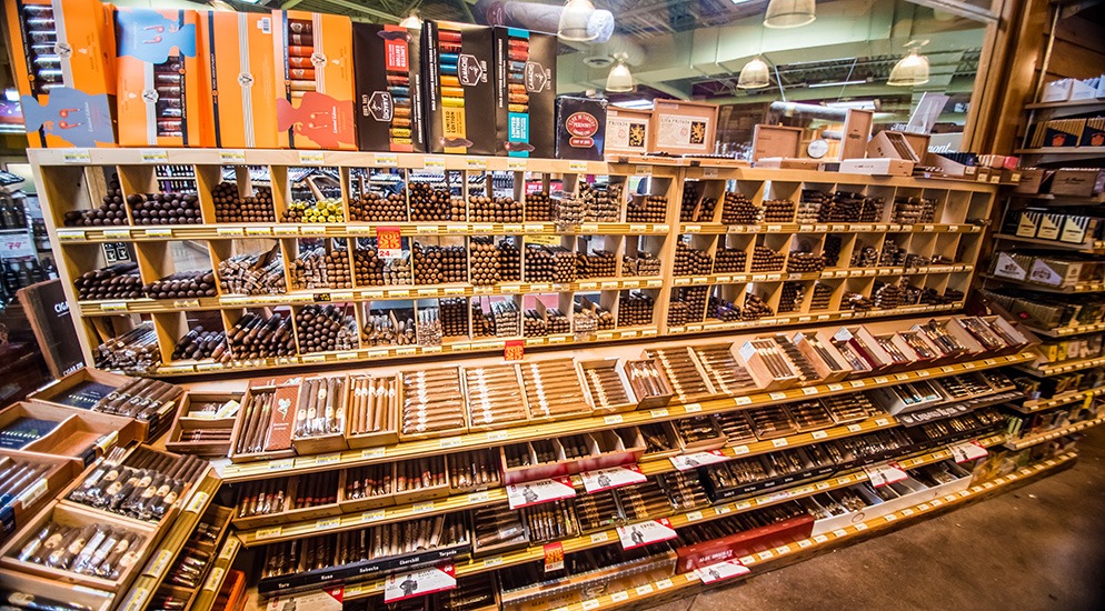 Cigar display shelves at Jungle Jim’s