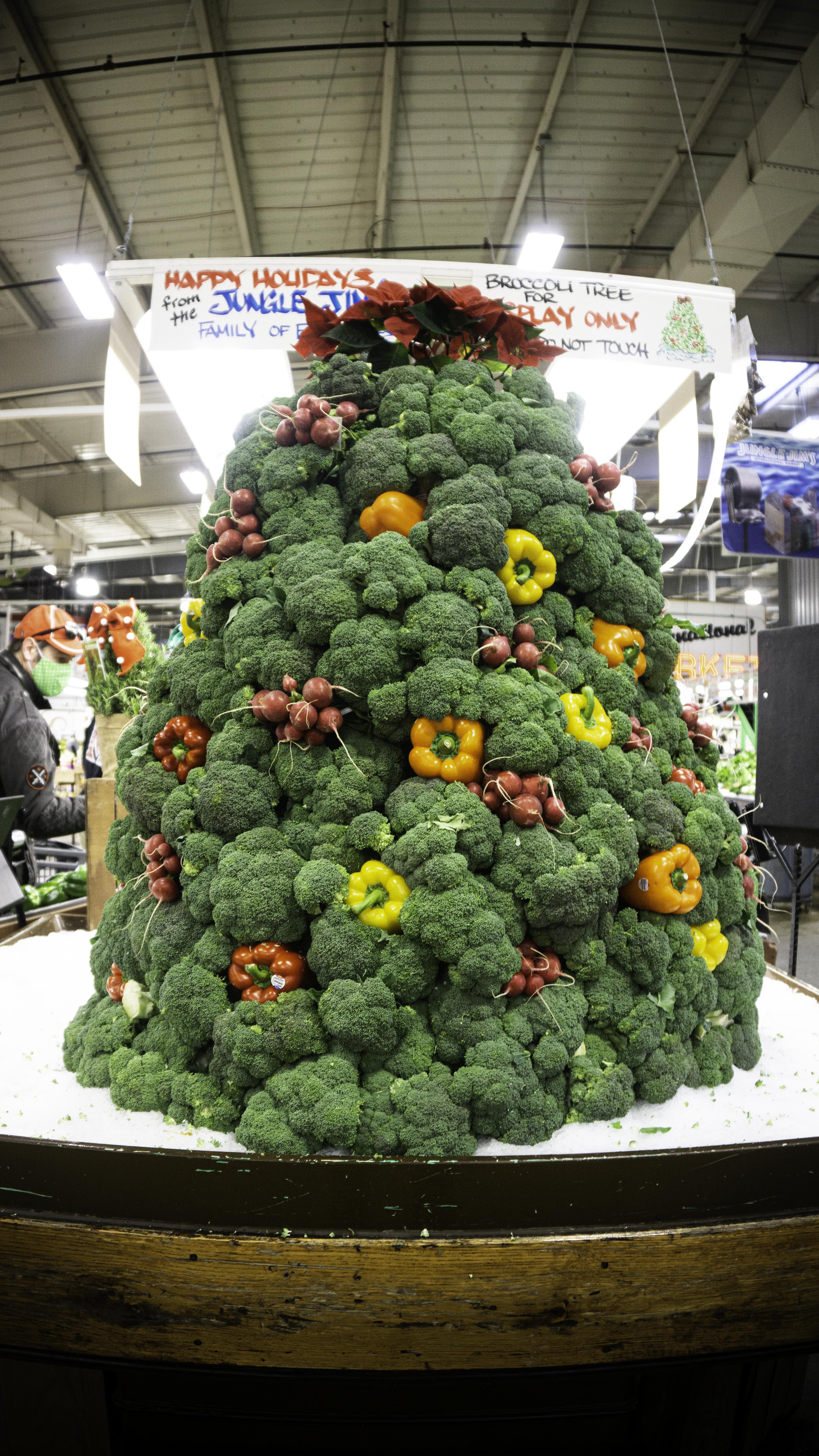 Broccoli Christmas tree display