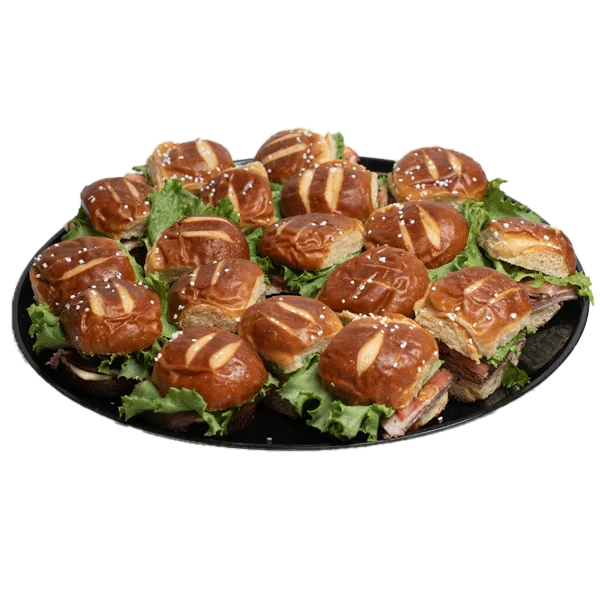 Pretzel bun sliders party tray