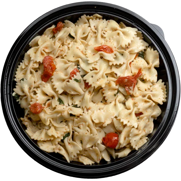 Rustic tomato basil bowtie pasta salad party tray