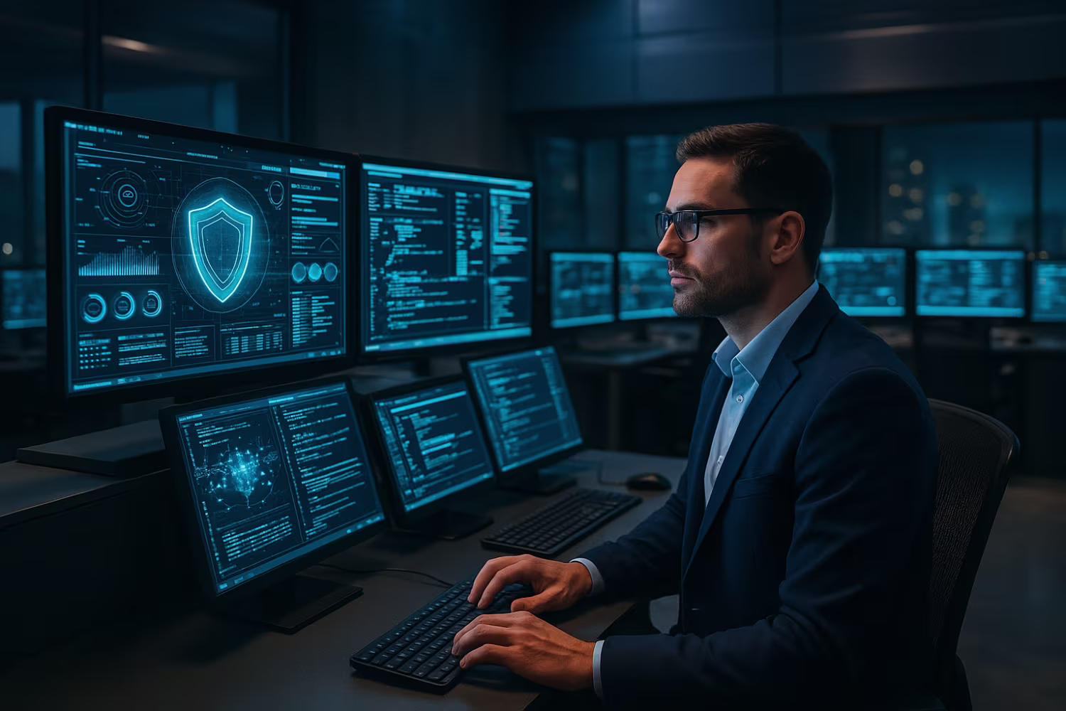 IT security specialist analyzing data