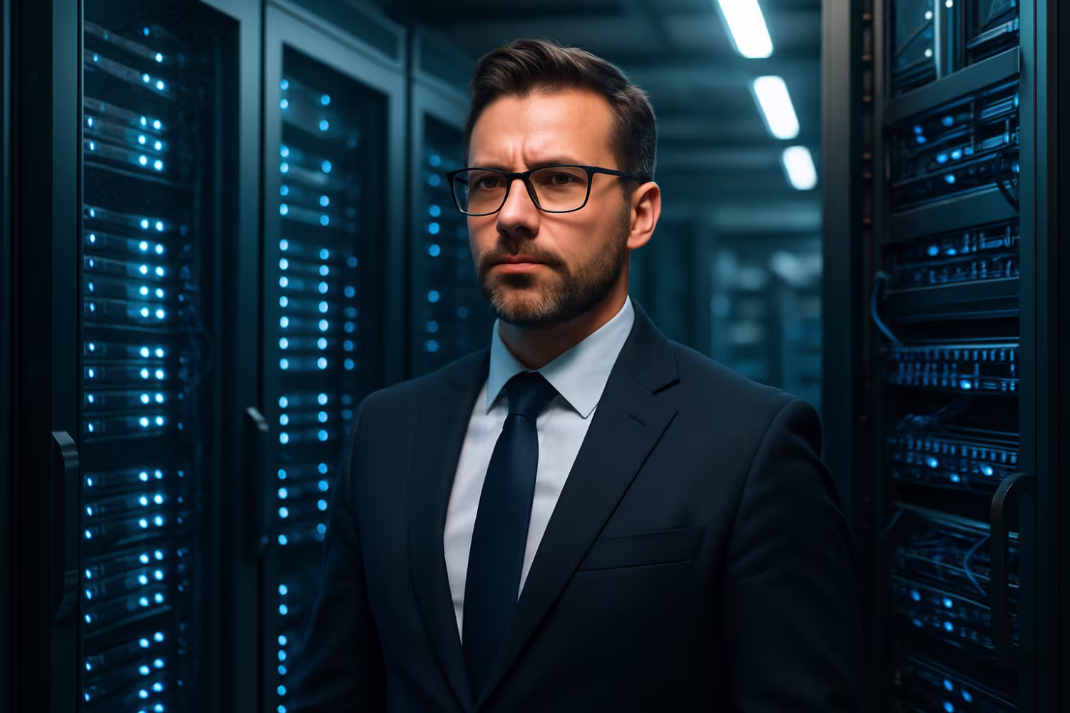 IT security specialist overseeing server room