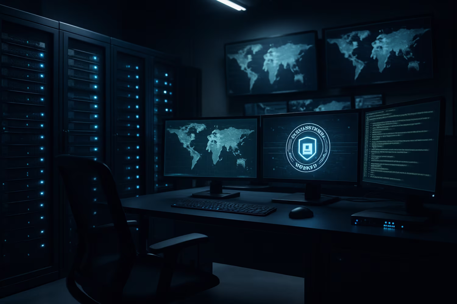 High-tech cybersecurity control room