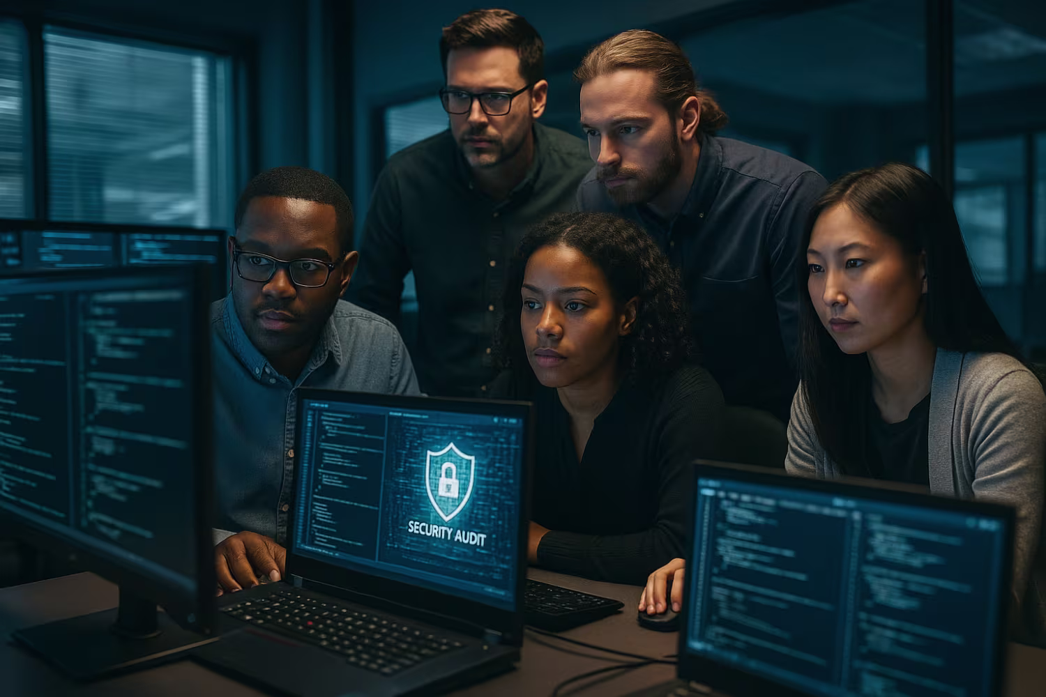 IT professionals conducting security audit