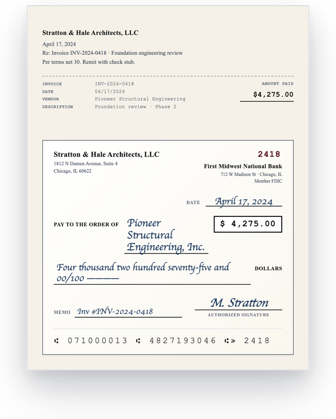 Check — sample extracted by Sensible